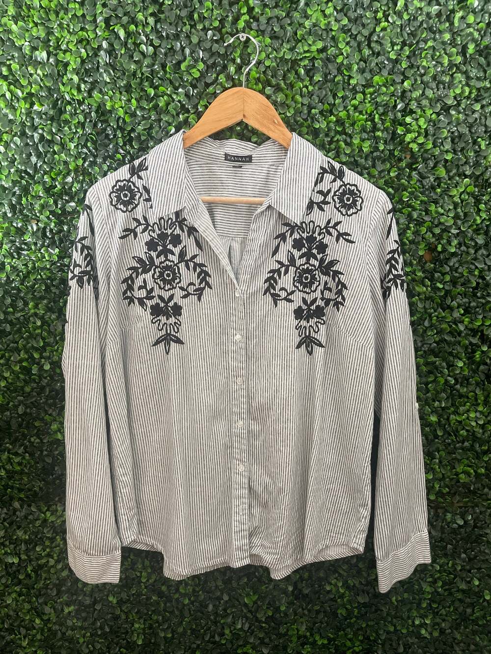 Hannah, Embroidered long sleeve, lightweight, soft women’s Size L